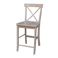 X-Back Counter height Stool - 24" Seat Height, Washed Gray Taupe