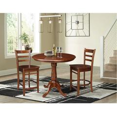 36" Round Pedestal Counter Height Table with 2 Emily Counter Height Stools