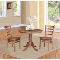 36" Round Top Pedestal Table with 2 Emily Chairs - 3 Piece Set