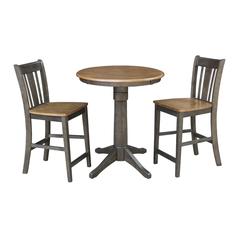 30" Round Pedestal Gathering Height Table With 2 San Remo Counter Height Stools