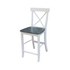 X-back Counterheight Stool - 24" Seat Height, White/Heather Gray