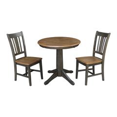 30" Round Top Pedestal Table With 2 San Remo Chairs - 3 Piece Set