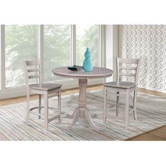 36" Round Pedestal Gathering Height Table with 2 Emily Counter Height Stools