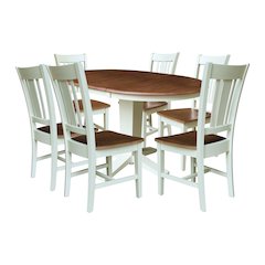 36" Solid Wood Round Extension Dining Table with 6 Chairs