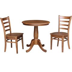 30" Round Top Pedestal Table with 2 Emily Chairs - 3 Piece Set