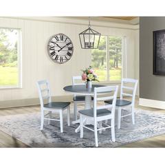36" Round Pedestal Dining Table with 4 Madrid Ladderback Chairs