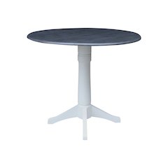 42" Round Dual Drop Leaf Pedestal Table,  36.3"H