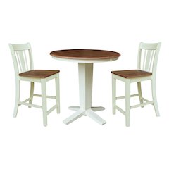 36" Round Extension Table with 2 Counter Height Stools