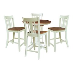 36" Round Extension Table with 4 Counter Height Stools