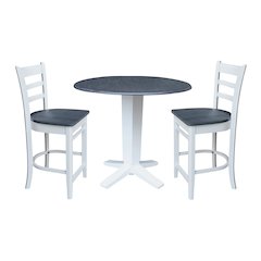 42" Round Drop Leaf Table with Two Stools