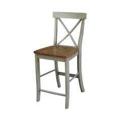 X-back Counterheight Stool - 24" Seat Height, Hickory/Stone
