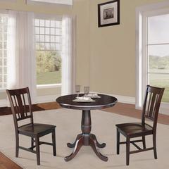 30" Round Top Pedestal Dining Table with 2 Remo Splatback Chairs