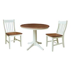 36" Round Extension Dining Table with 2 Cafe Dining Chairs