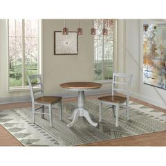 30" Round Top Pedestal Dining Table with 2 Madrid Ladderback Chairs