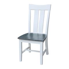 Set of Two Vineyard Curved X Back Chairs, White/Heather gray