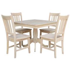 36" x 36" Square Top Pedestal Table  With 4 Chairs (Set of 5)