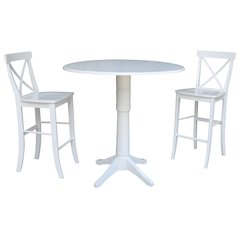 42" Round Pedestal Bar Height Table with 2 Bar Height Stools