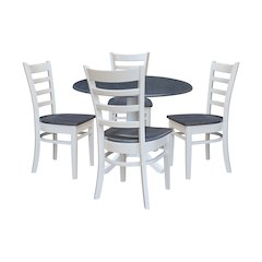 42" Round Top Dual Drop Leaf Pedestal Table with 4 Dining Chairs