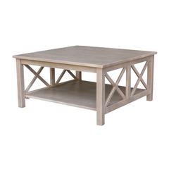 Hampton Square Coffee Table, Washed Gray Taupe