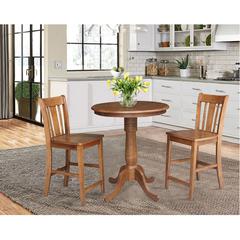 30" Round Pedestal Gathering Height Table with 2 San Remo Counter Height Stools