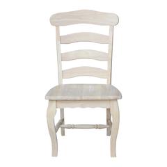 Set of Two Country French Chairs with Solid Seats, Unfinished