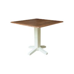 Solid Wood 36" Square Dual Drop Leaf Dining Table