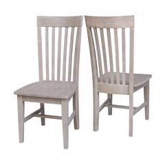 Set of Two Cosmo Mission Chairs, Washed Finish, Washed Gray Taupe