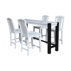 Solid Wood Tall Accent Table with 4 Counter Height Stools