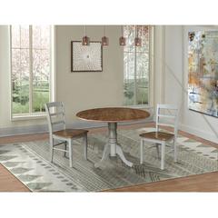 42" Dual Drop Leaf Pedestal Dining Table with 2 Madrid Ladderback Chairs