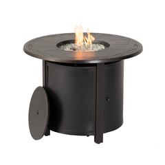 Hartwick 34" Round Gas Fire Pit Chat Table with Clear Glass Fire Beads