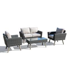 Castlewood All Weather Wicker 4 Piece Seating Group with Cushions