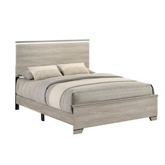 Queen Panel Bed Greige Rustic Oak
