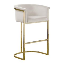 24" Cream Velvet Upholstered Counter Height with Gold Base Single