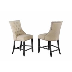 Counter height side chair in beige linen