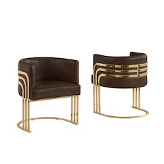 Leather-Aire Side Chairs with Gold Chrome Set of 2