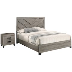 2 piece light gray pannel bedroom set (Bed+NS)