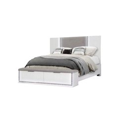 Queen Whiter Platform Bed Frame with LED on Headboard and Footboard