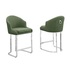 Best Quality Furniture Green With Silver Counter Height. Set Of Two