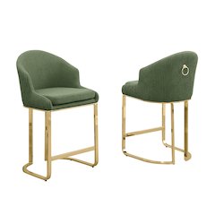 Best Quality Furniture Green With Gold Counter Height, Set Of Two