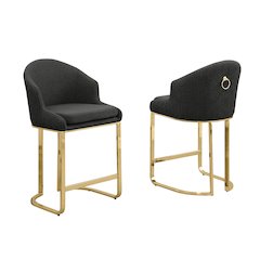 Best Quality Furniture Black With Gold Counter Height, Set Of Two