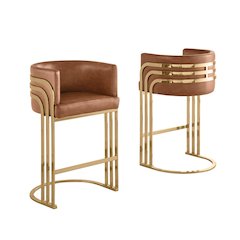 Toffee with Gold Base Barstool, Set of 2