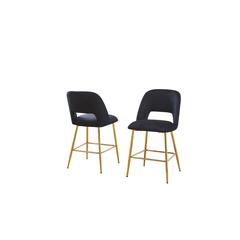 Black velvet upholstery counter height chairs *SET OF 2*