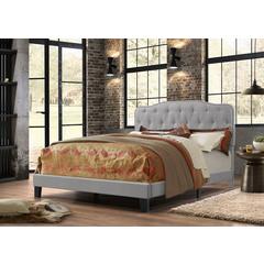 Gray Linen Uph. Panel Bed with Silver Nailhead- Full