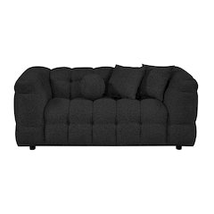 Boucle Fabric Black Loveseat