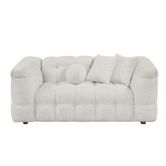 Boucle Fabric Cream Loveseat