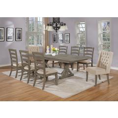 Classic Extension Dining 9 Piece Set w/18"Center Leaf, 8 Chairs in Beige Linen