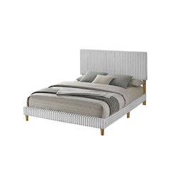 Queen size panel bed with wodden legs in Light gray color