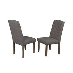 Upholstered Side Chair with Tufted Buttons, Gray