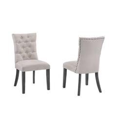 Upholstered Side Chairs with Tufted Buttons and Nailhead Trim