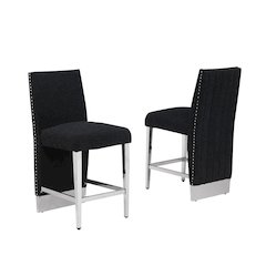 Luxe Black boucle counter height chairs - Set of 2
